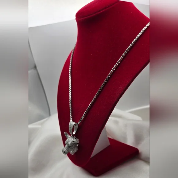 Sterling Silver 925 Moissanite Iced Bull Pendant